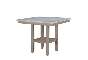 42" White and Natural Faux Marble and Wood Square Bar Table