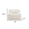 39" Cream Faux Fur And Upholstered Tufted Lounge Chair