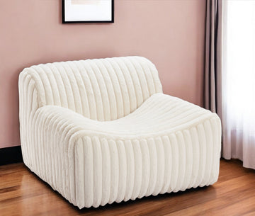 39" Cream Faux Fur Tufted Lounge Chair