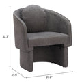 28" Gray Upholstered Club Chair And Toss Pillow
