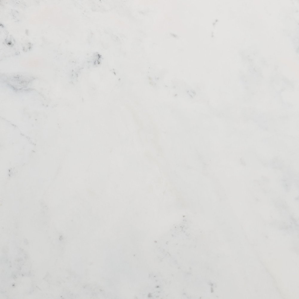 35" White and Natural Wood And Faux Marble Round Pedestal Coffee Table