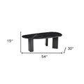54" Black Genuine Marble and Wood Free Form Coffee Table