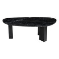 54" Black Genuine Marble and Wood Free Form Coffee Table