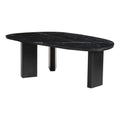 54" Black Genuine Marble and Wood Free Form Coffee Table