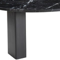 54" Black Genuine Marble and Wood Free Form Coffee Table