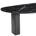 54" Black Genuine Marble and Wood Free Form Coffee Table