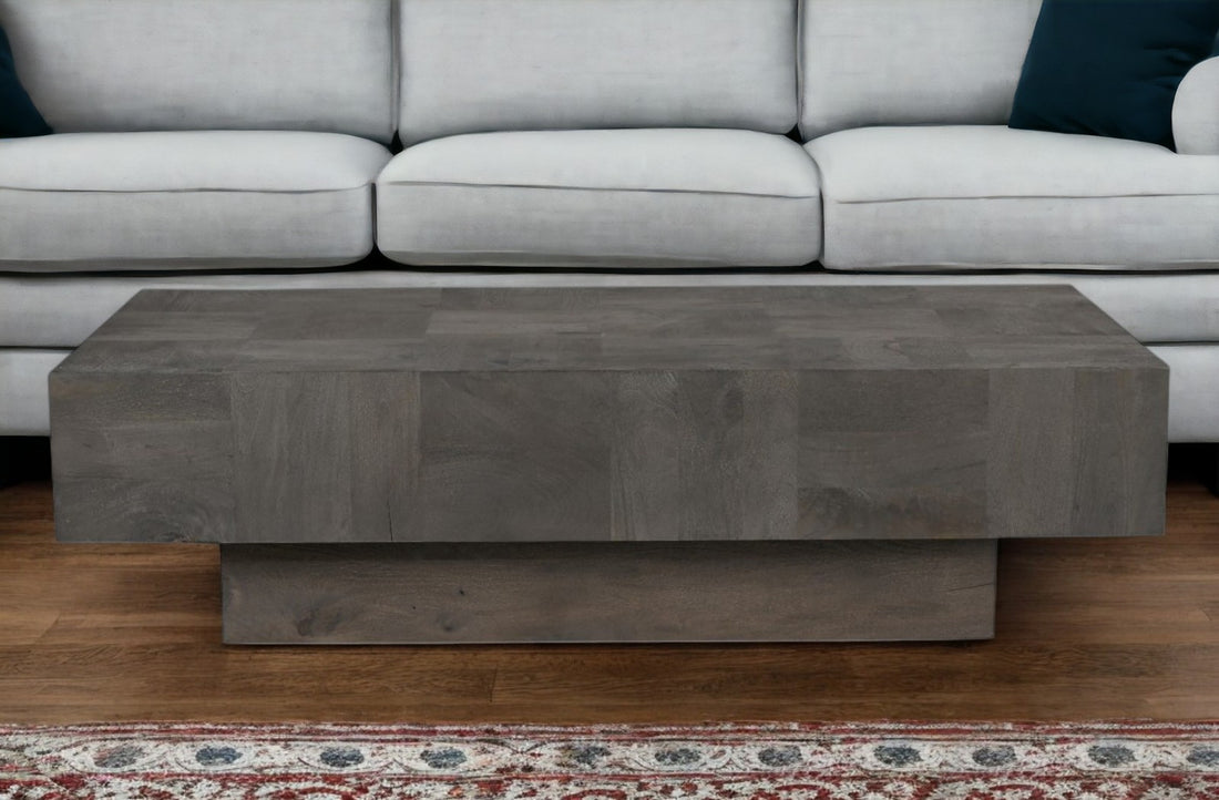 59" Dark Gray Solid Wood Coffee Table