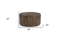 36" Brown Solid Wood Round Drum Coffee Table