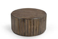 36" Brown Solid Wood Round Drum Coffee Table