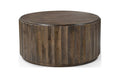 36" Brown Solid Wood Round Drum Coffee Table