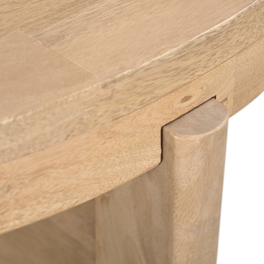 24" Natural Solid Wood Round Cross Leg End Table