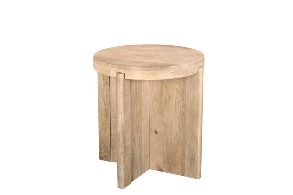 24" Natural Solid Wood Round Cross Leg End Table