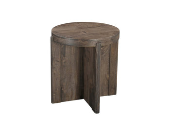 24" Brown Solid Wood Round Cross Leg End Table