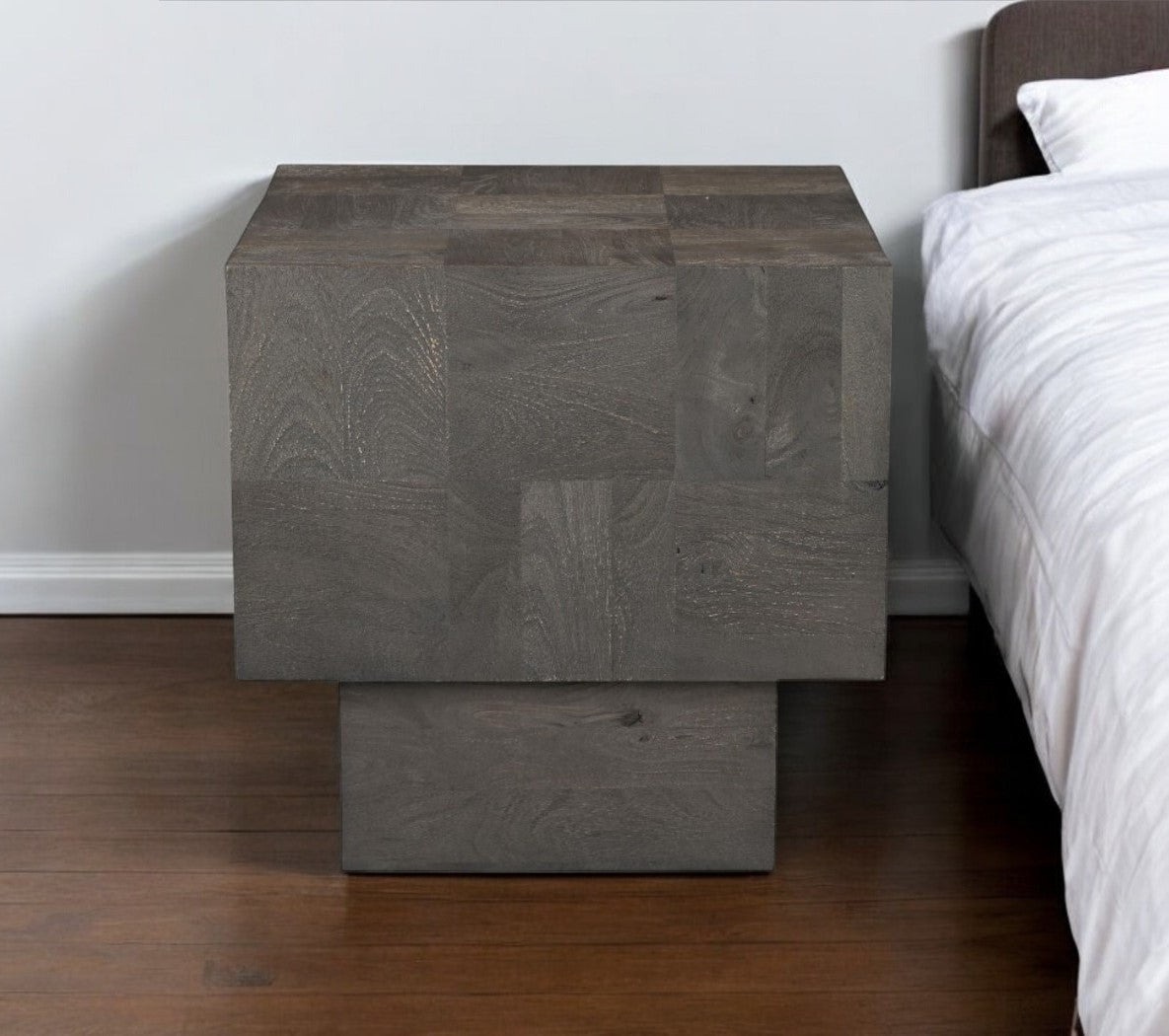 Gray Distressed Wood End Table - High-End Furniture