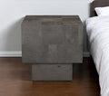 22" Gray Distressed Solid Wood Square Block End Table