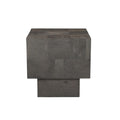 22" Gray Distressed Solid Wood Square Block End Table