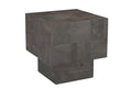 22" Gray Distressed Solid Wood Square Block End Table