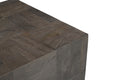 22" Gray Distressed Solid Wood Square Block End Table