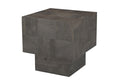 22" Gray Distressed Solid Wood Square Block End Table