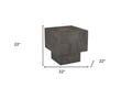 22" Gray Distressed Solid Wood Square Block End Table