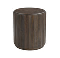 23" Brown Distressed Solid Wood Round Scalloped Drum End Table