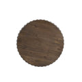23" Brown Distressed Solid Wood Round Scalloped Drum End Table