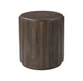 23" Brown Distressed Solid Wood Round Scalloped Drum End Table