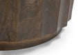 23" Brown Distressed Solid Wood Round Scalloped Drum End Table