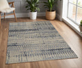9' X 13' Gray Blue and Ivory Wool Abstract Hand Knotted Area Rug