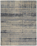 9' X 13' Gray Blue and Ivory Wool Abstract Hand Knotted Area Rug