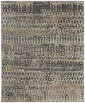 8' X 12' Blue Gray and Tan Wool Abstract Hand Knotted Area Rug