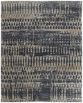 8' X 12' Blue Gray and Tan Wool Abstract Hand Knotted Area Rug