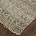 2' X 3' Gold And Tan Geometric Hand Knotted Distressed Area Rug