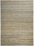 2' X 3' Gold And Tan Geometric Hand Knotted Distressed Area Rug