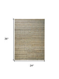 2' X 3' Gold And Tan Geometric Hand Knotted Distressed Area Rug
