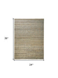 2' X 3' Gold And Tan Geometric Hand Knotted Distressed Area Rug