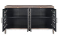 63" Brown Distressed Carved Scrollwork Sideboard with Four Doors