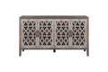 63" Brown Distressed Carved Scrollwork Sideboard with Four Doors