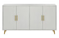 60" White Ribbed Texture Sideboard with Four Doors