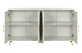 60" White Ribbed Texture Sideboard with Four Doors