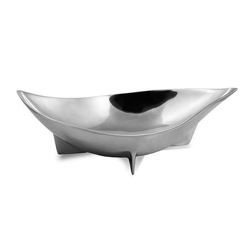 16" Silver Aluminum Oval Eye Shaped Centerpiece Bowl