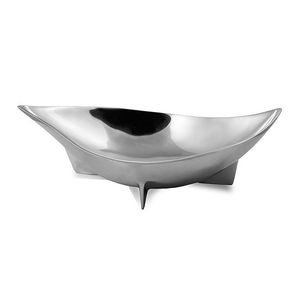 16" Silver Aluminum Oval Eye Shaped Centerpiece Bowl