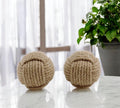 Set of Two Natural Jute Decorative Orb Tabletop Sculpture