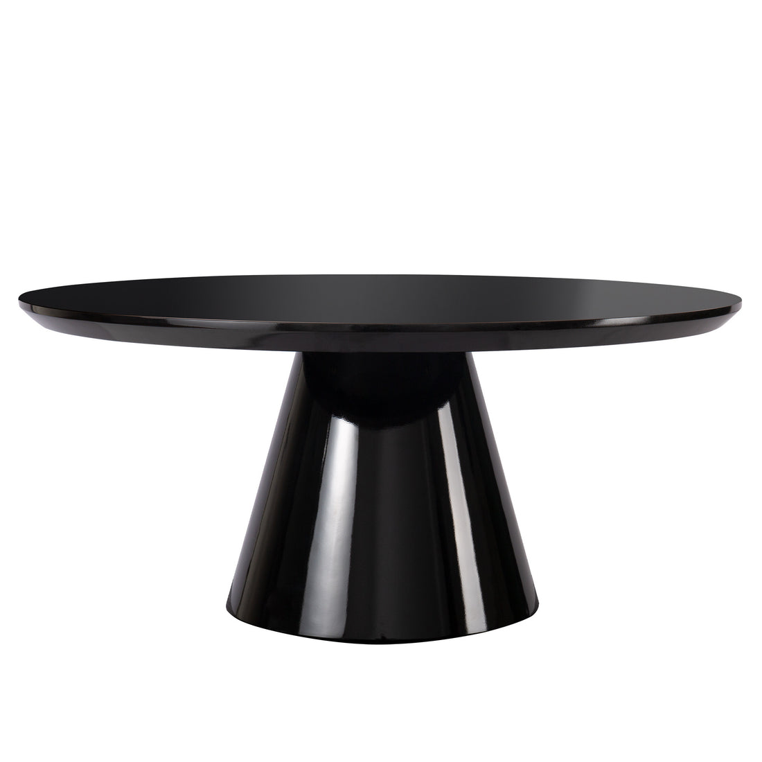 35" Black Wood Round Pedestal Coffee Table