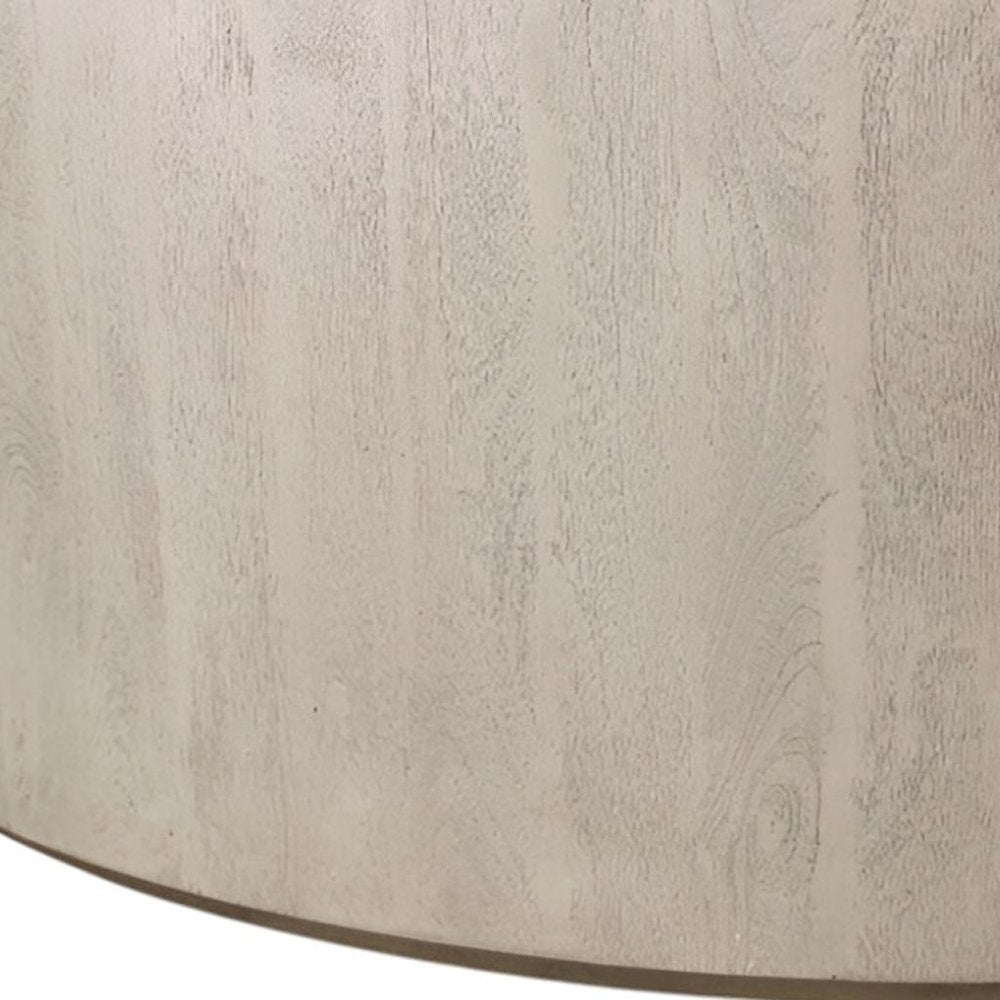 48" Natural Solid Wood Round Distressed Coffee Table