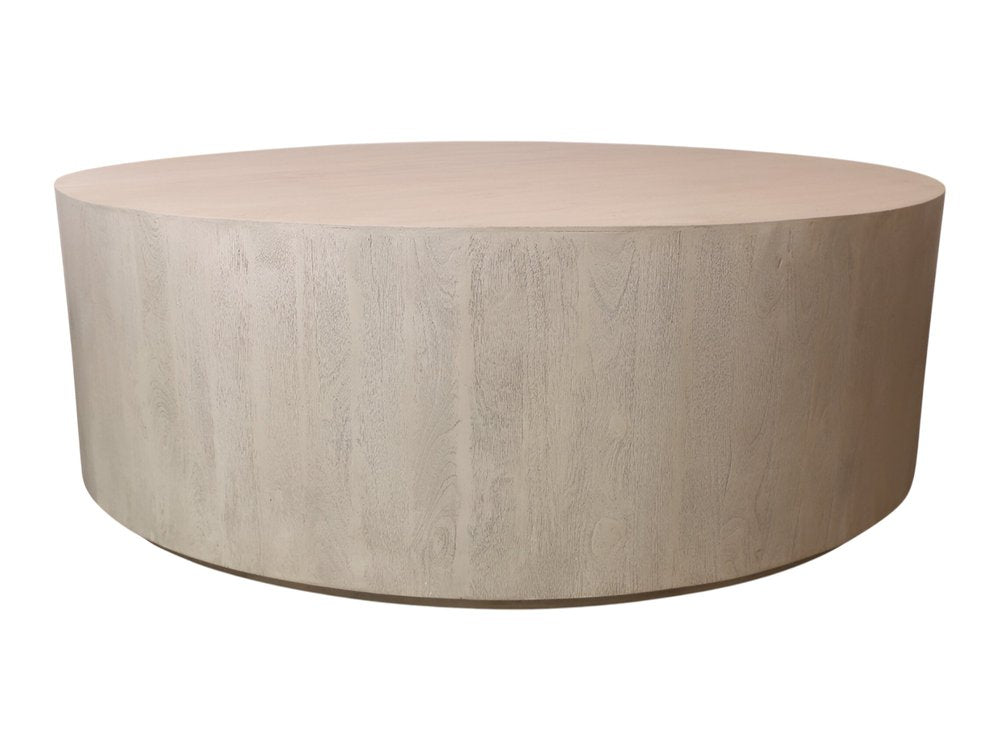 48" Natural Solid Wood Round Distressed Coffee Table