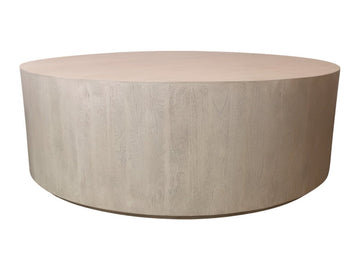 48" Natural Solid Wood Round Distressed Coffee Table