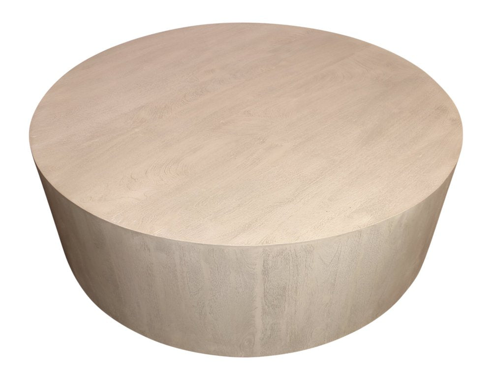 48" Natural Solid Wood Round Distressed Coffee Table