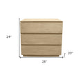24" Natural Solid Wood Ribbed Texture Three Drawer Nightstand