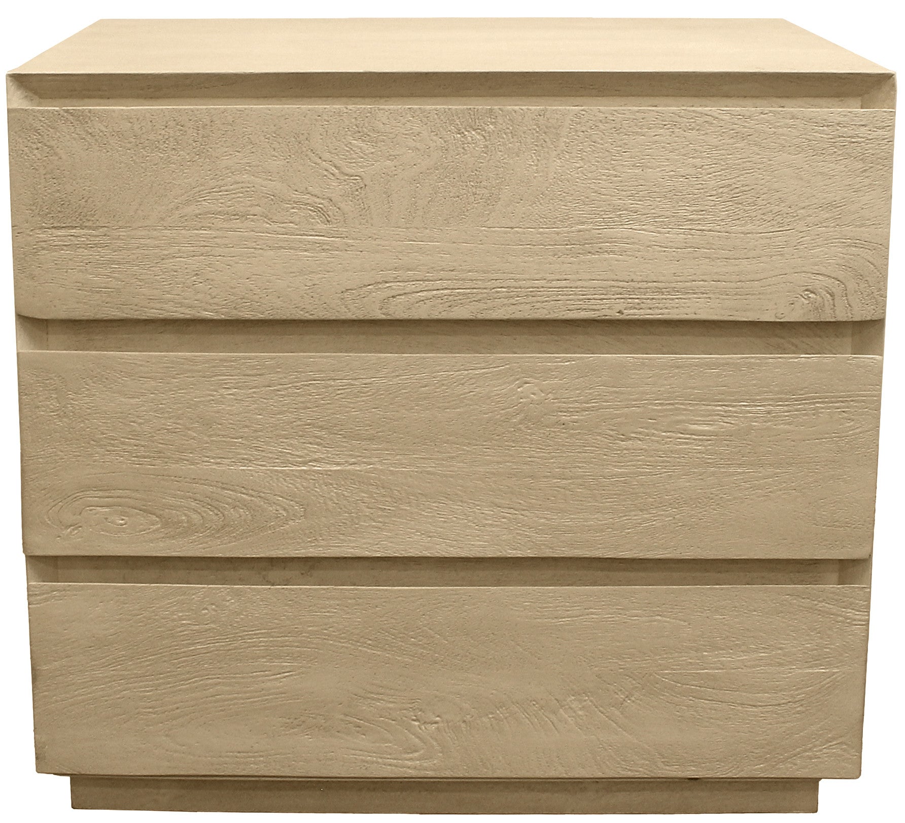 24" Natural Three Drawer Solid Wood Nightstand